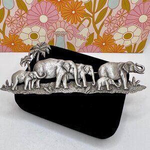 JJ Jonette Pewter Herd of Elephants Brooch